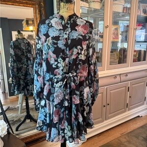 Olivaceous Black and Blue Floral Dress